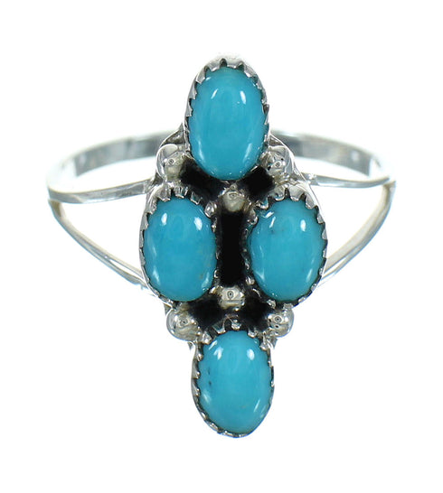 Genuine Sterling Silver Southwestern Turquoise Ring Size 5-1/4 QX84626